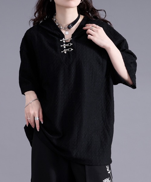 Ellno Loset(エルノロゼット)の「ファイヤーマンバックルカノコパーカー(パーカー・メンズ・ブラック/アイボリー・LARGE/MEDIUM)」の11枚目の写真