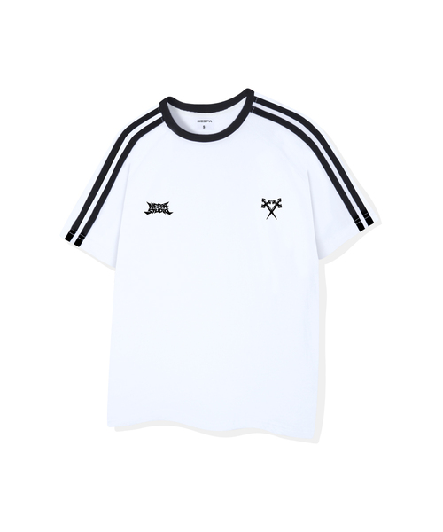 NESPA STUDIO（ネスパスタジオ）の「デュアルブレードオーバーサイズトラック半袖Tシャツ4カラー[NSSE_3002]（Tシャツ/カットソー・メンズ・ホワイト×グリーン/ホワイト×ブラック/クリーム/ブラック・SMALL/MEDIUM/LARGE/X-LARGE）」の2枚目の写真