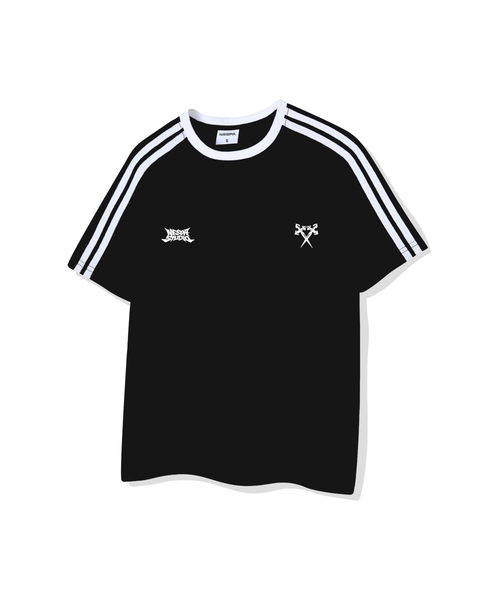 NESPA STUDIO（ネスパスタジオ）の「デュアルブレードオーバーサイズトラック半袖Tシャツ4カラー[NSSE_3002]（Tシャツ/カットソー・メンズ・ホワイト×グリーン/ホワイト×ブラック/クリーム/ブラック・SMALL/MEDIUM/LARGE/X-LARGE）」の3枚目の写真