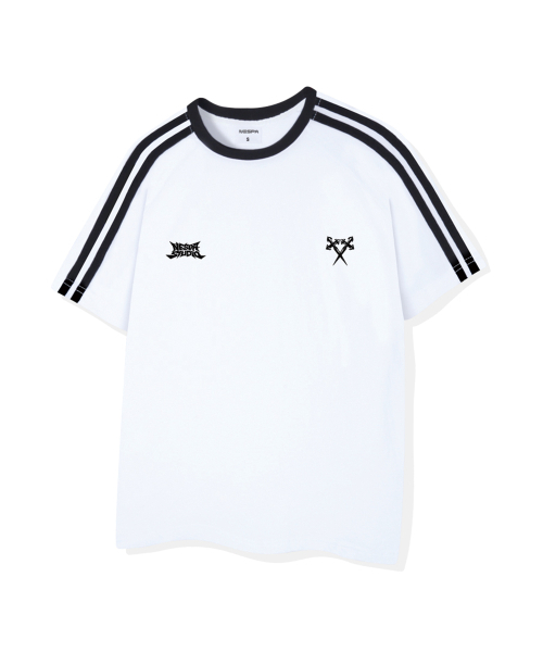NESPA STUDIO（ネスパスタジオ）の「デュアルブレードオーバーサイズトラック半袖Tシャツ4カラー[NSSE_3002]（Tシャツ/カットソー・メンズ・ホワイト×グリーン/ホワイト×ブラック/クリーム/ブラック・SMALL/MEDIUM/LARGE/X-LARGE）」の6枚目の写真