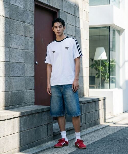 NESPA STUDIO（ネスパスタジオ）の「デュアルブレードオーバーサイズトラック半袖Tシャツ4カラー[NSSE_3002]（Tシャツ/カットソー・メンズ・ホワイト×グリーン/ホワイト×ブラック/クリーム/ブラック・SMALL/MEDIUM/LARGE/X-LARGE）」の9枚目の写真