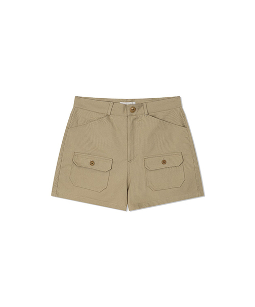 Yuje（ユジェ）の「POCKET HALF PANTS (3color, 2size)（その他パンツ・レディース・チャコールグレー/アイボリー/カーキブラウン・SMALL/MEDIUM）」の3枚目の写真