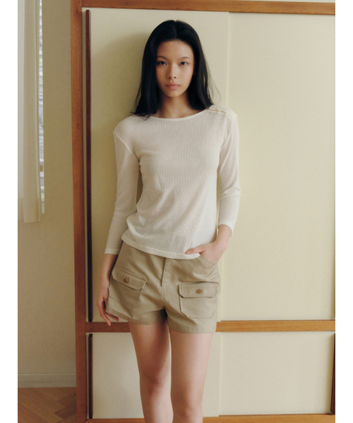 Yuje（ユジェ）の「POCKET HALF PANTS (3color, 2size)（その他パンツ・レディース・チャコールグレー/アイボリー/カーキブラウン・SMALL/MEDIUM）」の5枚目の写真