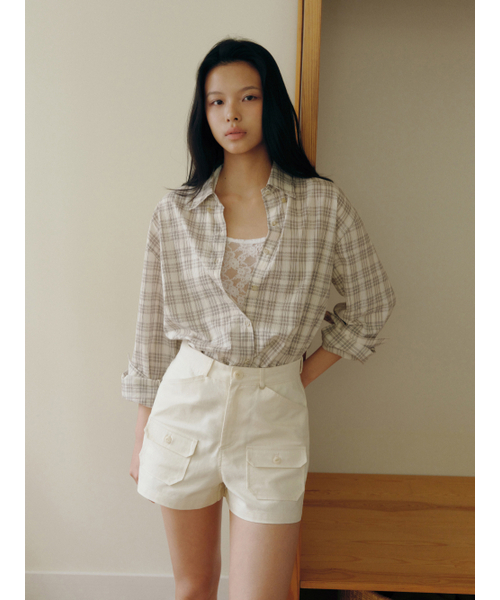 Yuje（ユジェ）の「POCKET HALF PANTS (3color, 2size)（その他パンツ・レディース・チャコールグレー/アイボリー/カーキブラウン・SMALL/MEDIUM）」の22枚目の写真