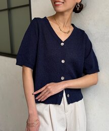 Chez toi | ニュアンスボタン5分袖ニットプルオーバー(カーディガン/ボレロ)