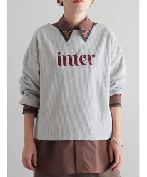 FIL DE FER（フィルデフェール）の「【予約】起毛メランジカット　ロゴ刺繍プルオーバー（Tシャツ/カットソー・レディース・チャコールグレー/ライトグレー・FREE）」の2枚目の写真