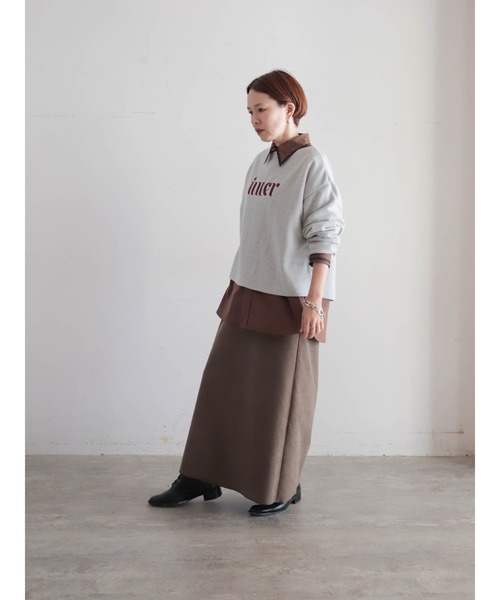 FIL DE FER（フィルデフェール）の「【予約】起毛メランジカット　ロゴ刺繍プルオーバー（Tシャツ/カットソー・レディース・チャコールグレー/ライトグレー・FREE）」の15枚目の写真