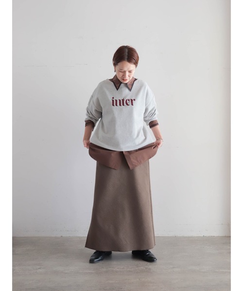 FIL DE FER（フィルデフェール）の「【予約】起毛メランジカット　ロゴ刺繍プルオーバー（Tシャツ/カットソー・レディース・チャコールグレー/ライトグレー・FREE）」の16枚目の写真