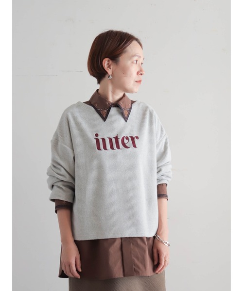 FIL DE FER（フィルデフェール）の「【予約】起毛メランジカット　ロゴ刺繍プルオーバー（Tシャツ/カットソー・レディース・チャコールグレー/ライトグレー・FREE）」の10枚目の写真