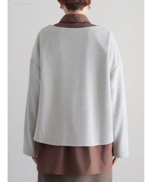 FIL DE FER（フィルデフェール）の「【予約】起毛メランジカット　ロゴ刺繍プルオーバー（Tシャツ/カットソー・レディース・チャコールグレー/ライトグレー・FREE）」の19枚目の写真