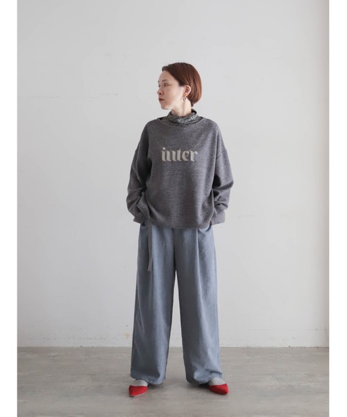FIL DE FER（フィルデフェール）の「【予約】起毛メランジカット　ロゴ刺繍プルオーバー（Tシャツ/カットソー・レディース・チャコールグレー/ライトグレー・FREE）」の6枚目の写真