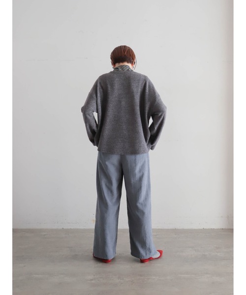 FIL DE FER（フィルデフェール）の「【予約】起毛メランジカット　ロゴ刺繍プルオーバー（Tシャツ/カットソー・レディース・チャコールグレー/ライトグレー・FREE）」の7枚目の写真