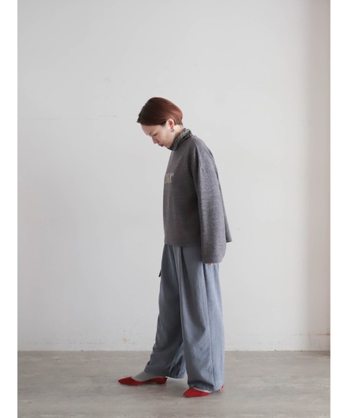 FIL DE FER（フィルデフェール）の「【予約】起毛メランジカット　ロゴ刺繍プルオーバー（Tシャツ/カットソー・レディース・チャコールグレー/ライトグレー・FREE）」の8枚目の写真