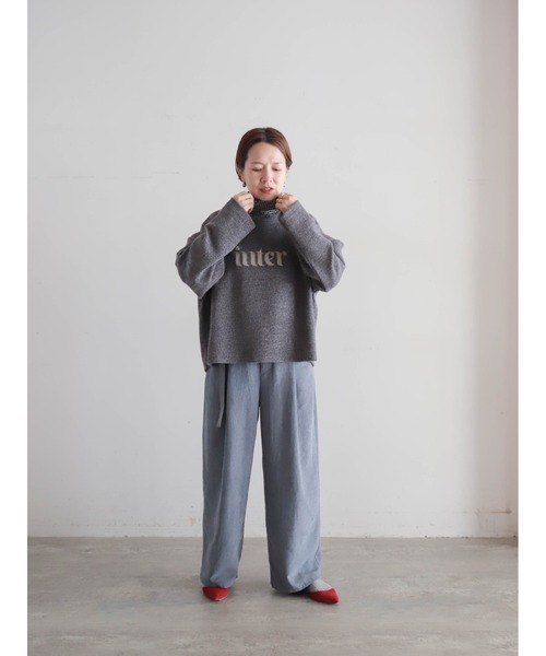 FIL DE FER（フィルデフェール）の「【予約】起毛メランジカット　ロゴ刺繍プルオーバー（Tシャツ/カットソー・レディース・チャコールグレー/ライトグレー・FREE）」の9枚目の写真