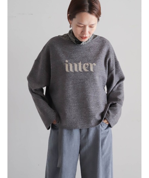 FIL DE FER（フィルデフェール）の「【予約】起毛メランジカット　ロゴ刺繍プルオーバー（Tシャツ/カットソー・レディース・チャコールグレー/ライトグレー・FREE）」の3枚目の写真