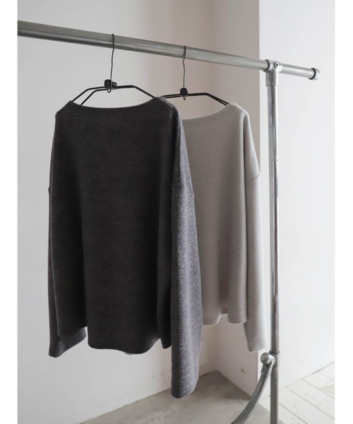FIL DE FER（フィルデフェール）の「【予約】起毛メランジカット　ロゴ刺繍プルオーバー（Tシャツ/カットソー・レディース・チャコールグレー/ライトグレー・FREE）」の22枚目の写真
