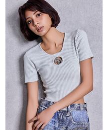 GYDA | GG bijou MOLDラメニットトップス(Tシャツ/カットソー)
