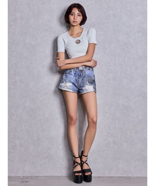 GYDA(ジェイダ)の「GG bijou MOLDラメニットトップス(Tシャツ/カットソー・レディース・ブラック/オフホワイト・FREE)」の10枚目の写真
