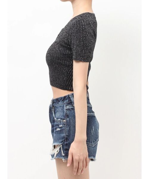 GYDA(ジェイダ)の「GG bijou MOLDラメニットトップス(Tシャツ/カットソー・レディース・ブラック/オフホワイト・FREE)」の13枚目の写真
