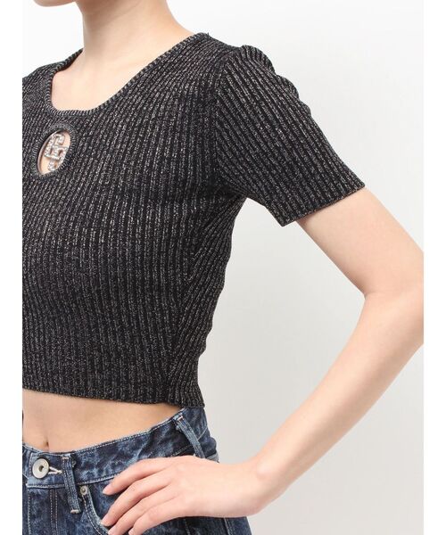 GYDA(ジェイダ)の「GG bijou MOLDラメニットトップス(Tシャツ/カットソー・レディース・ブラック/オフホワイト・FREE)」の16枚目の写真