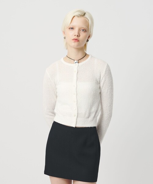 H BEAUTY&YOUTH UNITED ARROWS(エイチビューティーアンドユースユナイテッドアローズ)の「<H>カーリーヤーン ショート カーディガン(カーディガン/ボレロ・レディース・ブラック/ホワイト・FREE)」の17枚目の写真