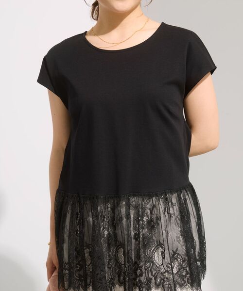 COHINA(コヒナ)の「レースドッキングフレンチトップス 【低身長・小柄女性】(Tシャツ/カットソー・レディース・ブラック/オフホワイト・ONE SIZE)」の21枚目の写真