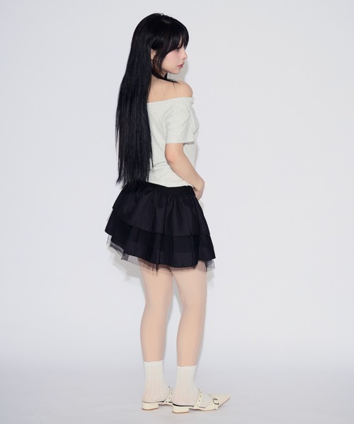 tinkerend(ティンカーエンド)の「Faux Layered Lace Top / フェイクレイヤードレーストップス(Tシャツ/カットソー・レディース・ブラック/ライトグレー・FREE)」の22枚目の写真