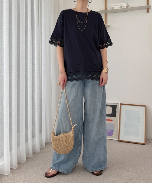 LBC(エルビーシー)の「【接触冷感】レイヤードレースプルオーバー(Tシャツ/カットソー・レディース・ホワイト/ネイビー/チェリーレッド/ブラック・M/L)」の12枚目の写真