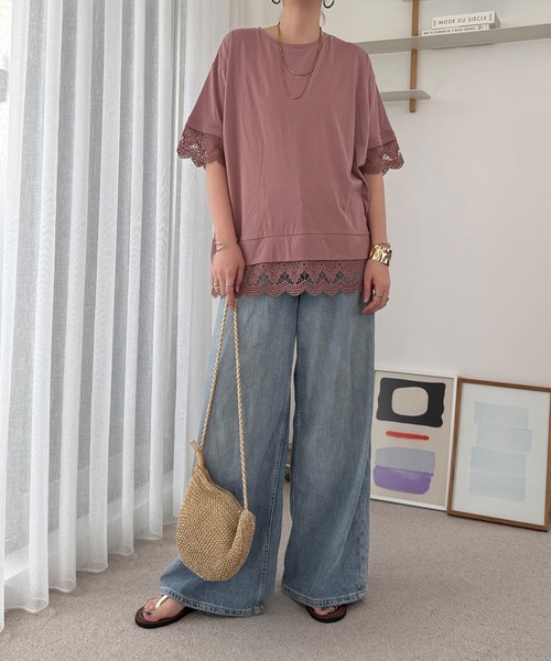 LBC(エルビーシー)の「【接触冷感】レイヤードレースプルオーバー(Tシャツ/カットソー・レディース・ホワイト/ネイビー/チェリーレッド/ブラック・M/L)」の9枚目の写真