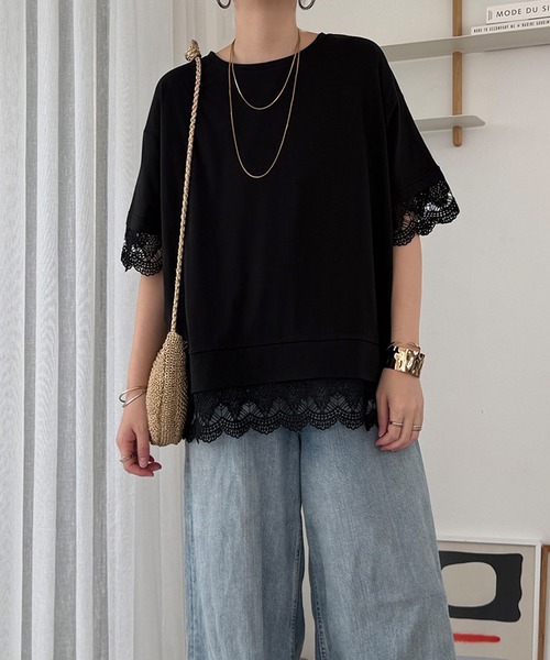 LBC(エルビーシー)の「【接触冷感】レイヤードレースプルオーバー(Tシャツ/カットソー・レディース・ホワイト/ネイビー/チェリーレッド/ブラック・M/L)」の13枚目の写真