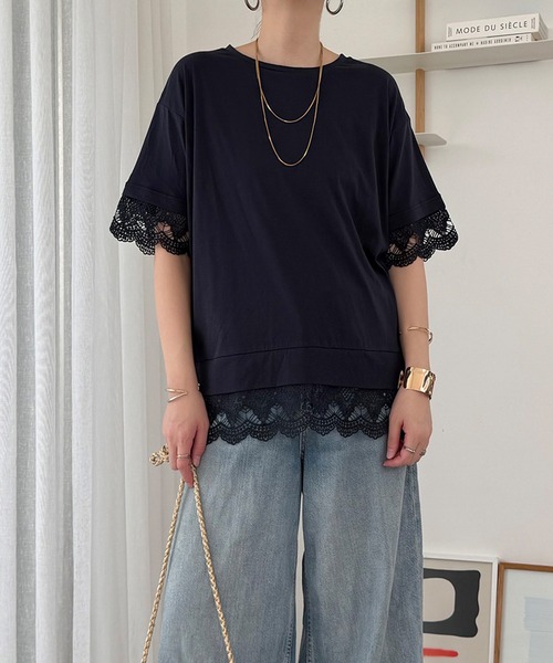 LBC(エルビーシー)の「【接触冷感】レイヤードレースプルオーバー(Tシャツ/カットソー・レディース・ホワイト/ネイビー/チェリーレッド/ブラック・M/L)」の14枚目の写真