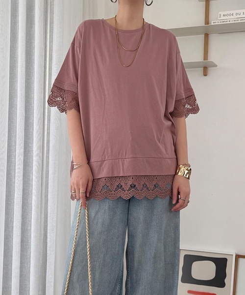 LBC(エルビーシー)の「【接触冷感】レイヤードレースプルオーバー(Tシャツ/カットソー・レディース・ホワイト/ネイビー/チェリーレッド/ブラック・M/L)」の15枚目の写真