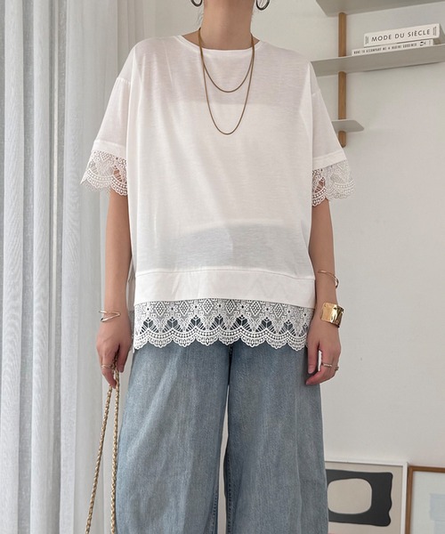 LBC(エルビーシー)の「【接触冷感】レイヤードレースプルオーバー(Tシャツ/カットソー・レディース・ホワイト/ネイビー/チェリーレッド/ブラック・M/L)」の20枚目の写真