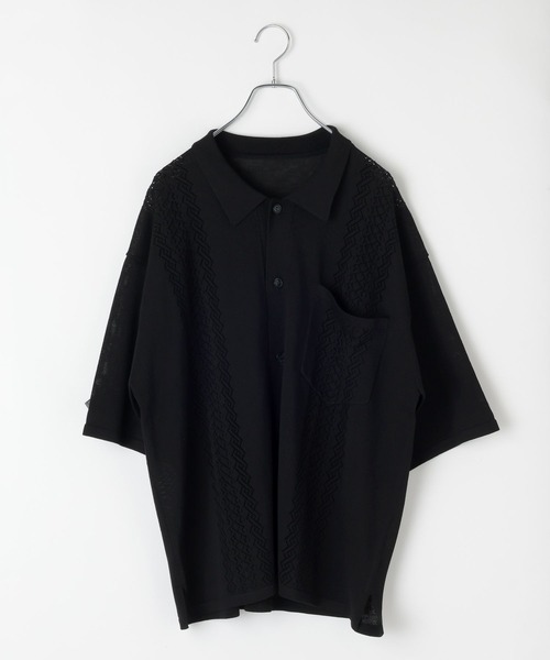 BAYFLOW（ベイフロー）の「ニットキューバシャツ（シャツ/ブラウス・メンズ・ワイン/ブラック/クリアグリーン・LARGE/MEDIUM）」の6枚目の写真
