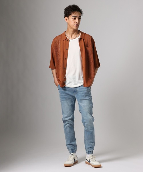 BAYFLOW（ベイフロー）の「ニットキューバシャツ（シャツ/ブラウス・メンズ・ワイン/ブラック/クリアグリーン・LARGE/MEDIUM）」の11枚目の写真