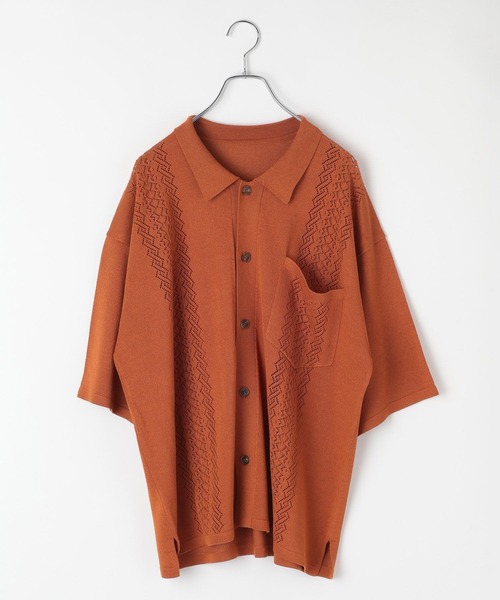 BAYFLOW（ベイフロー）の「ニットキューバシャツ（シャツ/ブラウス・メンズ・ワイン/ブラック/クリアグリーン・LARGE/MEDIUM）」の13枚目の写真