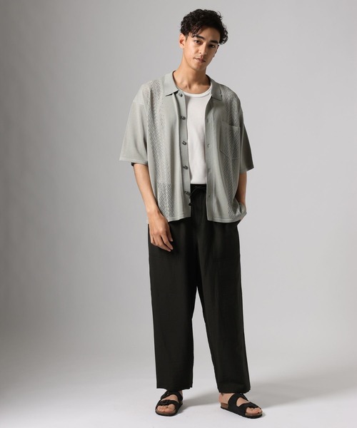 BAYFLOW（ベイフロー）の「ニットキューバシャツ（シャツ/ブラウス・メンズ・ワイン/ブラック/クリアグリーン・LARGE/MEDIUM）」の15枚目の写真