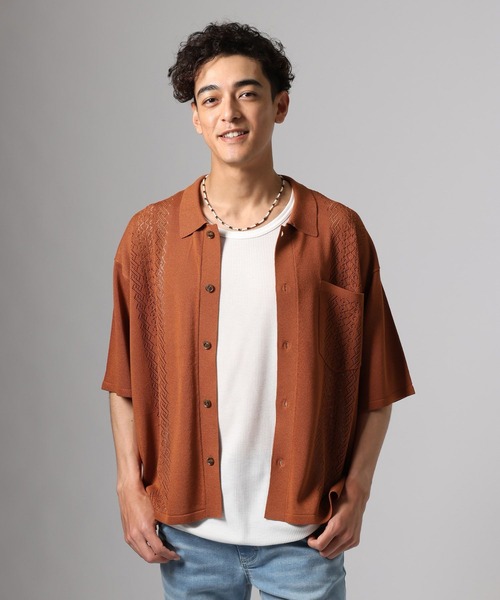 BAYFLOW（ベイフロー）の「ニットキューバシャツ（シャツ/ブラウス・メンズ・ワイン/ブラック/クリアグリーン・LARGE/MEDIUM）」の12枚目の写真