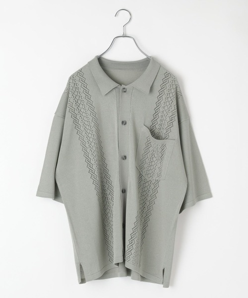 BAYFLOW（ベイフロー）の「ニットキューバシャツ（シャツ/ブラウス・メンズ・ワイン/ブラック/クリアグリーン・LARGE/MEDIUM）」の17枚目の写真