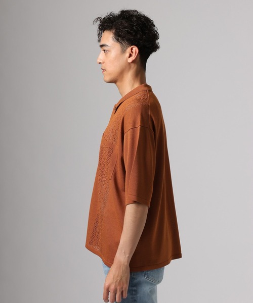 BAYFLOW（ベイフロー）の「ニットキューバシャツ（シャツ/ブラウス・メンズ・ワイン/ブラック/クリアグリーン・LARGE/MEDIUM）」の21枚目の写真