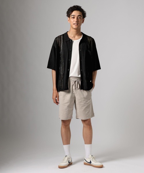 BAYFLOW（ベイフロー）の「ニットキューバシャツ（シャツ/ブラウス・メンズ・ワイン/ブラック/クリアグリーン・LARGE/MEDIUM）」の4枚目の写真