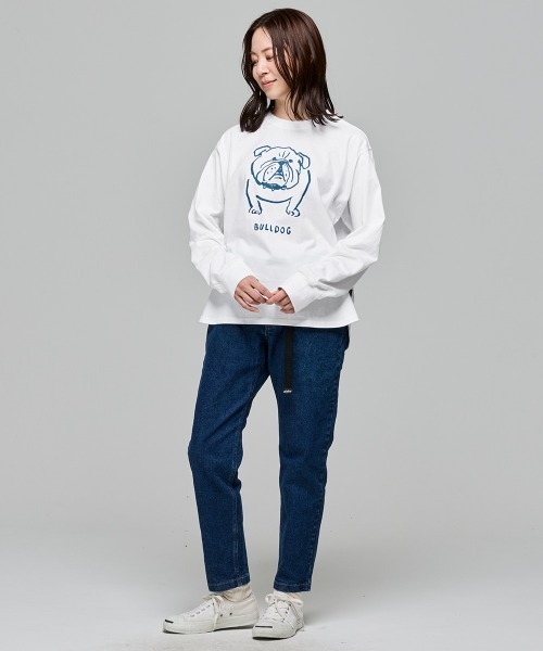 KRIFF MAYER Lady's Collection（クリフメイヤーレディースコレクション）の「SUN&MOONロンT(ブルドッグ)（Tシャツ/カットソー・レディース・グレー/ブラック/カラフル/オフホワイト/オリーブ・LARGE/MEDIUM）」の9枚目の写真