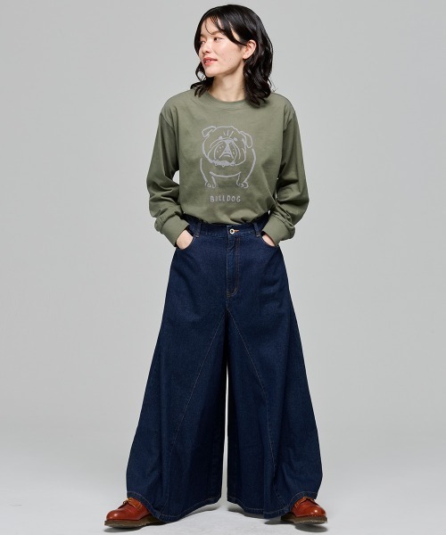 KRIFF MAYER Lady's Collection（クリフメイヤーレディースコレクション）の「SUN&MOONロンT(ブルドッグ)（Tシャツ/カットソー・レディース・グレー/ブラック/カラフル/オフホワイト/オリーブ・LARGE/MEDIUM）」の17枚目の写真