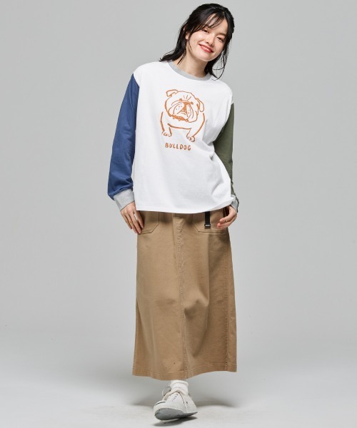 KRIFF MAYER Lady's Collection（クリフメイヤーレディースコレクション）の「SUN&MOONロンT(ブルドッグ)（Tシャツ/カットソー・レディース・グレー/ブラック/カラフル/オフホワイト/オリーブ・LARGE/MEDIUM）」の20枚目の写真