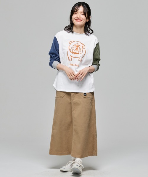 KRIFF MAYER Lady's Collection（クリフメイヤーレディースコレクション）の「SUN&MOONロンT(ブルドッグ)（Tシャツ/カットソー・レディース・グレー/ブラック/カラフル/オフホワイト/オリーブ・LARGE/MEDIUM）」の21枚目の写真