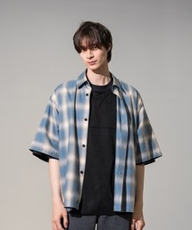 【CITY TOKYO/シティートーキョー】ソフトドレープオンブレチェックS/Sシャツ