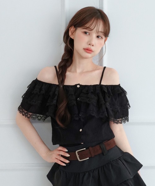 Button Frill Release Overshirt — офшолдкар камибраус/2026 SS COLLECTION