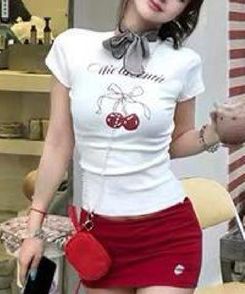 HALEY PESCA（ヘーリーペスカ）の「HALEY PESCA/チェリープリント リボンタイトTシャツ（Tシャツ/カットソー・レディース・ホワイト/ブラック・SMALL/MEDIUM）」の14枚目の写真
