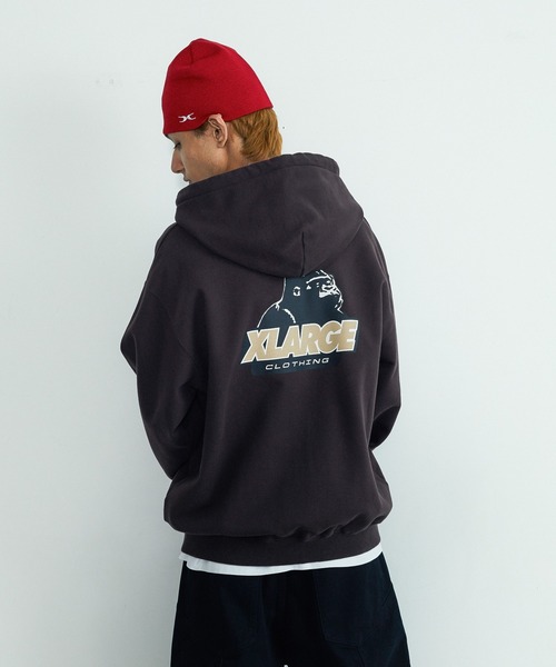 XLARGE(エクストララージ)の「OLD OG ZIP HOODED SWEATSHIRT(パーカー・メンズ・ネイビー/ブラック/ブラウン/グレー・S/M/L/XL)」の4枚目の写真