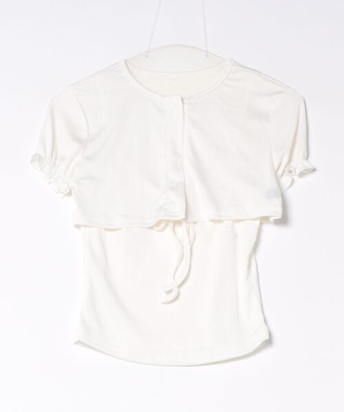 ViViDAY（ビビデー）の「【2点セット】フロントリボンキャミソール＋ボリューム半袖カーディガン（Tシャツ/カットソー・レディース・ホワイト・M）」の9枚目の写真